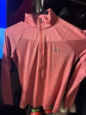 Under Armour Heathered Coral Pink Quarter-Zip Pullover